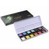 FineTec F1200 Pearl Rainbow, sada 12 metalických a perleťových akvarelových barev v plechové etui
