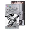 Sada grafitových tužek Colorino Sketching Art Set, 10 tužek různých tvrdostí a 2 uhly ve dřevě