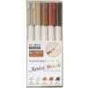 Marvy Uchida Artist Brush 1100 štětcové fixy sada 5 ks, odstíny BROWN
