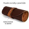 Kožené pouzdro na pera roll ONLINE hnědé 19 cm - řemínek