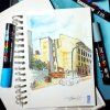 Akrylový popisovač Uni Posca 1MR světle modrý, krycí barva pro kreativní projekty a street art