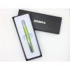 Zebra teleskopické pero, kovové tělo v zelené barvě, šířka stopy 0,24 mm, náplň typ F