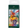 Faber-Castell Pitt Artist Pens Brush sada 6 barev Colour Wheel, štětcové fixy s pigmentovou tuší