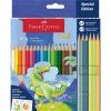 Faber-Castell šestihranné pastelky Dinosaurus, sada 24 ks, 18 běžných, 3 metalické a 3 neonové barvy