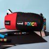 Odolný nylonový penál Uni POSCA, červeno-černá varianta pro výtvarníky a kreativce